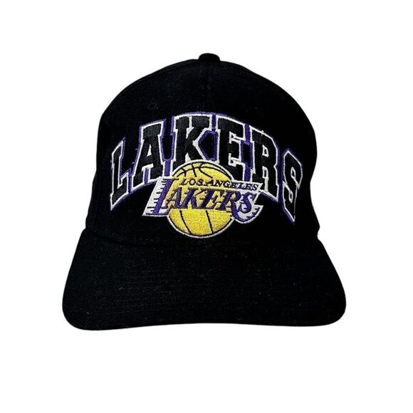 Vtg 90's Los Angeles LA Lakers Starter Wool Black Fitted Flex Hat Cap Rare